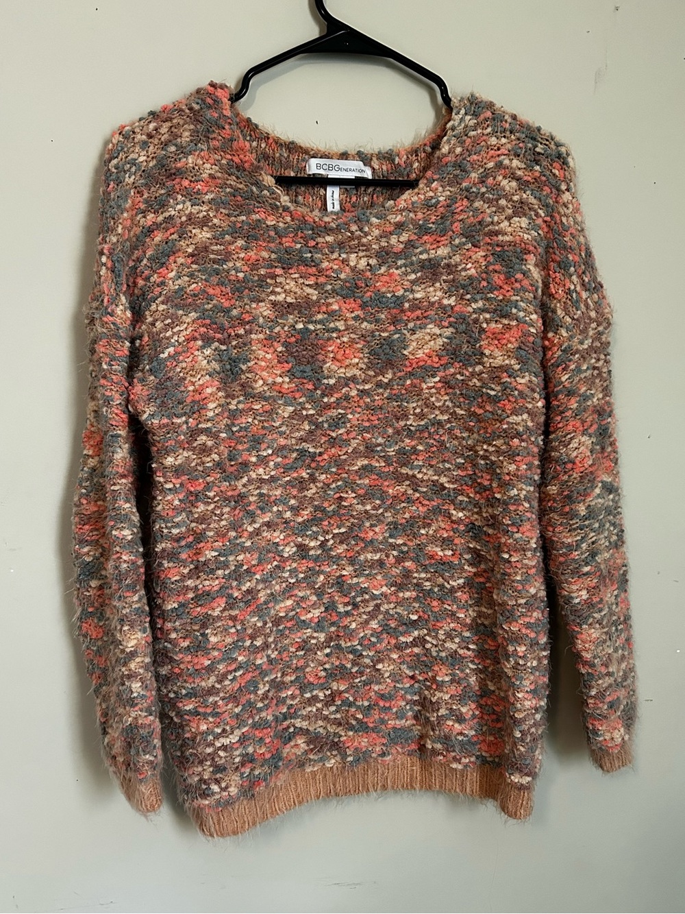 BCBGeneration Multicolor Bouclé Crewneck Sweater